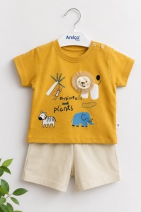 Set din doua piese pentru bebelusi, bumbac, ANILCO, animalute