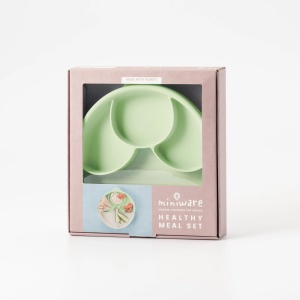 Set diversificare hrana bebelusi Miniware Healthy Meal, 100% din materiale naturale biodegradabile, 3 piese, Keylime - Img 4