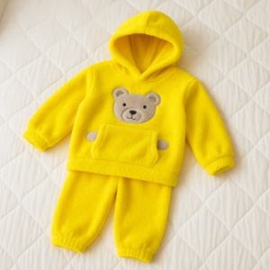 Set pufos hanorac si pantaloni Welsoft - Yellow