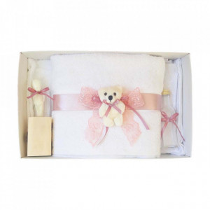 Set trusou botez si cutie trusou, Ursulet, dantela dusty rose, Denikos® 465 - Img 3