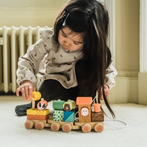 Trenulet din lemn cu forme si animale, Orange Tree Toys - Img 4