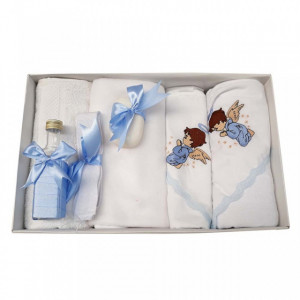 Trusou botez cu ingeras si lumanare pentru baietel, decor bleu, Denikos® 99 - Img 2