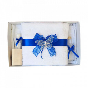 Trusou botez dantela albastra si fluturas Denikos® 413