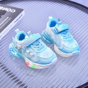 Adidasi bleu cu sidef alb si luminite - Lolly