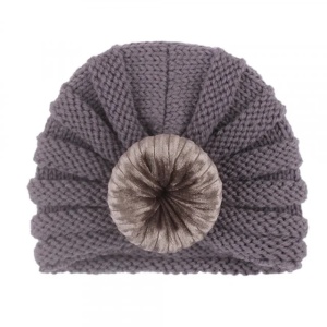Caciulita gri crosetata tip turban
