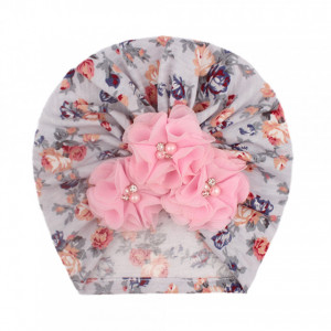 Caciulita tip turban cu floricele aplicate - Img 2