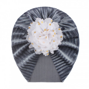 Caciulita tip turban din catifea cu floare aplicata - Img 2