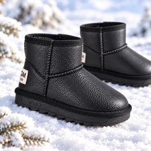 Cizme imblanite pentru fetita, Superbaby, Negru sidef, Model Simply Beautiful, piele ecologica - Img 2