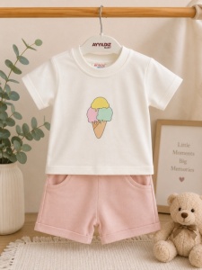 Compleu din doua piese, bumbac, AYYILDIZ, Ice Cream - Img 3