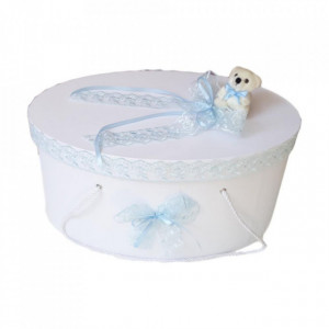 Cutie trusou botez dantela bleu si ursulet, Denikos® 394