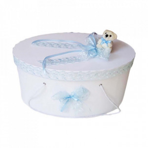 Cutie trusou botez dantela bleu si ursulet, Denikos® 394 - Img 2