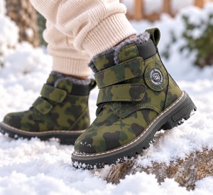 Ghete imblanite cu inchidere barete velcro, Model Army, Baieti, Piele ecologica