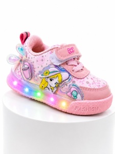 Pantofi sport cu luminite, Model Cocktail, Piele ecologica, Fete, Roz - Img 5