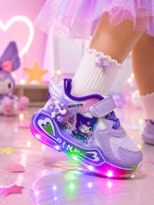 Pantofi sport cu luminite, Model cu holograma, Piele ecologica, Fete, Mov - Img 4