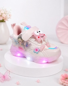 Pantofi sport cu luminite, Model FairyLand, Piele ecologica, Fete, Roz - Img 2