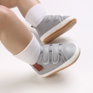 Pantofi sport pentru bebelusi, gri cu barete cu arici - Img 4