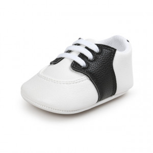 Pantofiori eleganti albi cu insertie neagra - Img 3