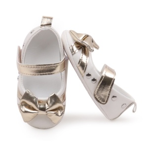 Pantofiori eleganti albi cu insertii aurii - Img 3