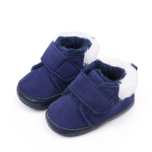 Pantofiori pentru bebelusi, albastri, cu captuseala pufoasa si inchidere velcro - Img 5