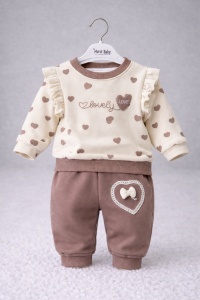Set 2 piese bluzita cu pantalonasi cu inimioare