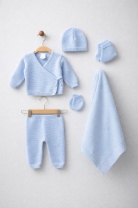 Set bebelusi 6 piese tricotate, culoare bleu