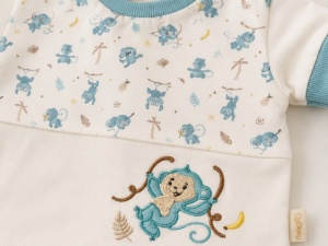 Set din doua piese pentru bebelusi, bumbac, maimutica brodata, Babyim - Img 3