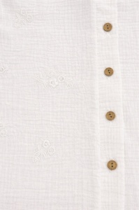 Set fete 2 piese bluza alba brodata pantaloni albastri evazati casual - Img 2