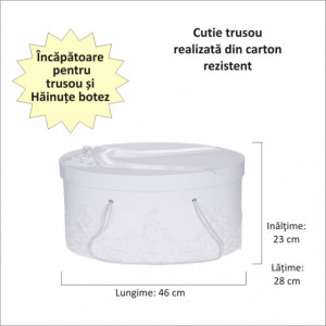 Set trusou botez si cutie trusou, dantela si fundita, decor elegant Alb, Denikos® 845 - Img 2
