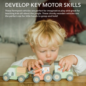 Tractor din lemn verde, Orange Tree Toys - Img 2