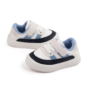 Adidasi albi cu insertii bleu si bleumarine - Img 3