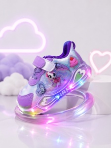 Adidasi cu lumini LED, Model Ponei, piele ecologica, fete, mov
