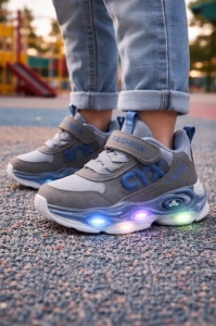 Adidasi gri cu luminite pentru baieti CYX - Img 3