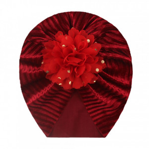 Caciulita tip turban din catifea cu floare aplicata - Img 3