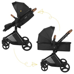 Carucior transformabil 2 in 1 Skiddou Nasjo Onyx, Negru - Img 5