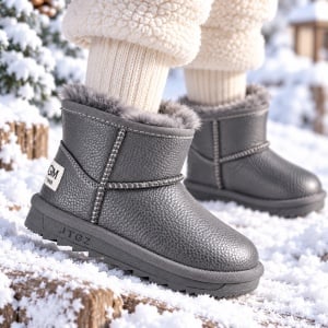 Cizme imblanite pentru fetita, Superbaby, Gri sidef, Model Simply Beautiful, piele ecologica - Img 3