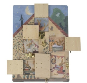 Jucarie Montessori Casuta iepurasilor, joc din lemn cu sisteme de inchidere Egmont Toys - Img 2