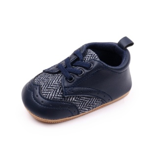 Pantofi bebelusi din piele ecologica cu insertii textile, albastru inchis - Img 6