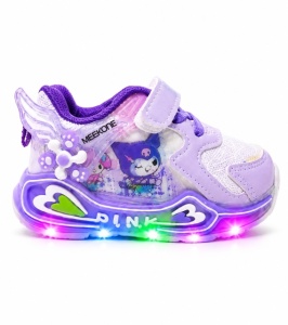 Pantofi sport cu luminite, Model cu holograma, Piele ecologica, Fete, Mov - Img 5