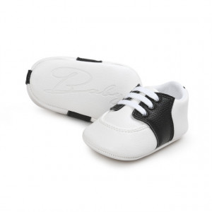 Pantofiori eleganti albi cu insertie neagra - Img 4