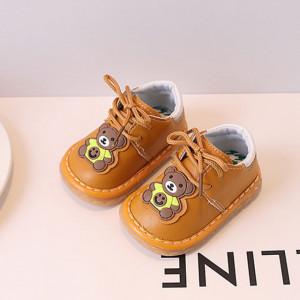 Pantofiori maro pentru baietei - Ursulet