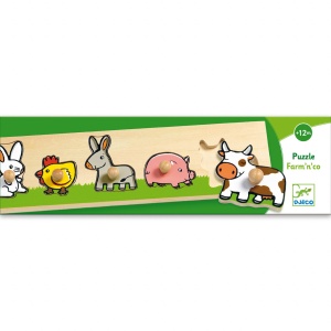 Puzzle cu buton Ferma, Djeco - Img 3