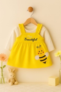 Rochita bebelusi Bee Beautiful – Rochie galbena cu albina - Img 2