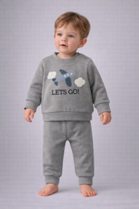 Set bebeluși Baby Go cu imprimare avion – bumbac confortabil
