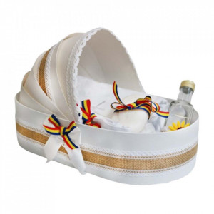 Set botez traditional baietel, trusou botez landou, lumanare si costum national baiat, Denikos® 962 - Img 5