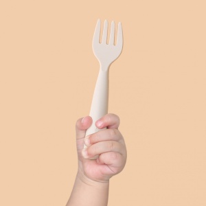 Set diversificare hrana bebelusi Miniware Little Foodie, 100% din materiale naturale biodegradabile, 6 piese, Vanilla+Cotton candy - Img 4