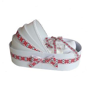 Set traditional botez fetita, trusou si lumanare personalizata, decor motive traditionale Denikos® C9012 - Img 6