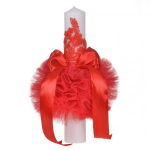 Set trusou botez, cutie trusou si lumanare, decor elegant dantela Rosie, Denikos® 919 - Img 3