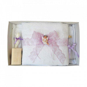 Set trusou botez si cutie trusou, Ingeras, dantela lila, Denikos® 450 - Img 3