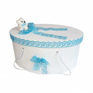 Set trusou botez si cutie trusou, Ursulet, dantela turcoaz, Denikos® 459 - Img 2