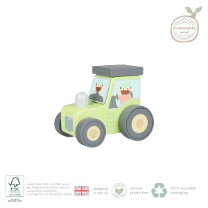 Tractor din lemn verde, Orange Tree Toys - Img 3